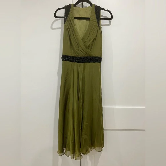 Carmen Marc Valvo Dresses | Carmen Marc Valvo Olive Green Dress | Color: Black/Green | Size: 4 | Designerdeals24's Closet